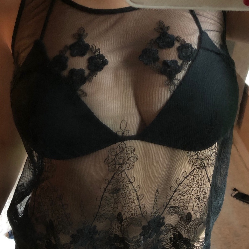black sheer top